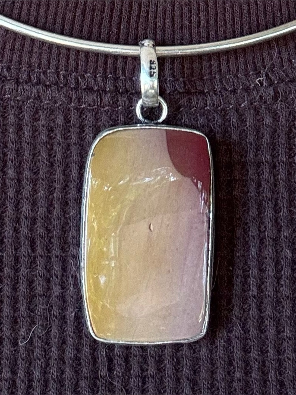 🤎 SALE 🤎 Rectangular Brown Gradient Stone Pendant in Silver Frame